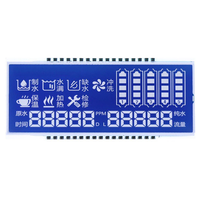 Custom STN LCD-paneel, STN blauwe modus/witte achtergrond karakters/lettertypen display, metalen pin verbinding