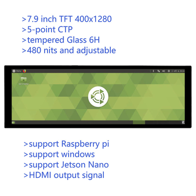 7.9 inch Bar Type IPS Capacitive Touch TFT Monitor met HDMI-uitgang voor Raspberry Pi 4 Windows os Resolutie 400x1280