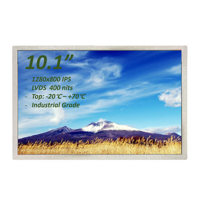 8 bits LVDS Industrial TFT Display 10,1 inch RGB 1280x800 pixels 40 Pins
