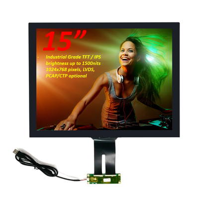 BOE Industrial Grade 15 Inch PCAP TFT Display LVDS Zonnelicht leesbaar LCD Display 1500Nits