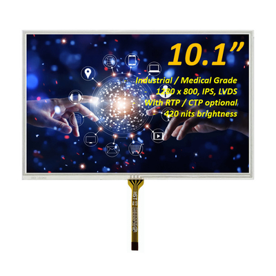 10.1 inch TFT-LCD-scherm 1280x800 resolutie met resistief aanraakpaneel