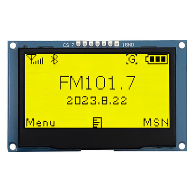 2.42 inch geel OLED-scherm met 128x64 resolutie en 7-pin SPI-interface