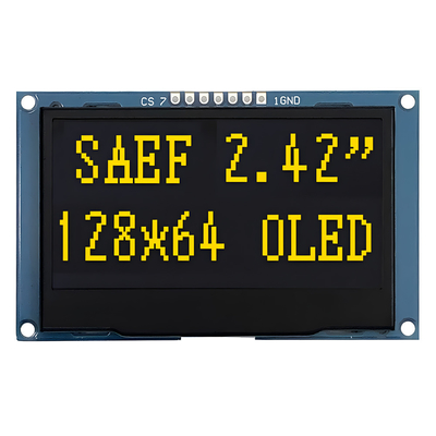 2.42 inch geel OLED-scherm met 128x64 resolutie en 7-pin SPI-interface