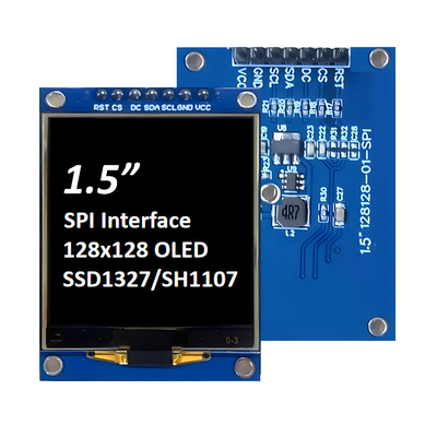 SPI 1,5-inch OLED-scherm 128x128 Dot Matrix SSD1327/SH1107G Wit / Blauw lettertypen 7-pin module