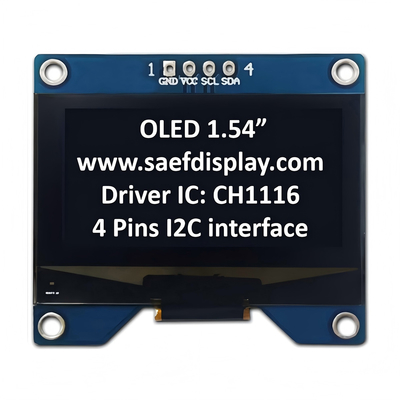 Fabrieks 1,54 inch OLED-scherm 128x64 met I2C-interface en CH1116-driver