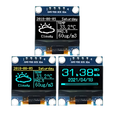 0.96 inch OLED-scherm met 4pins I2C Control PCB Board Wit/blauw/geel-blauw
